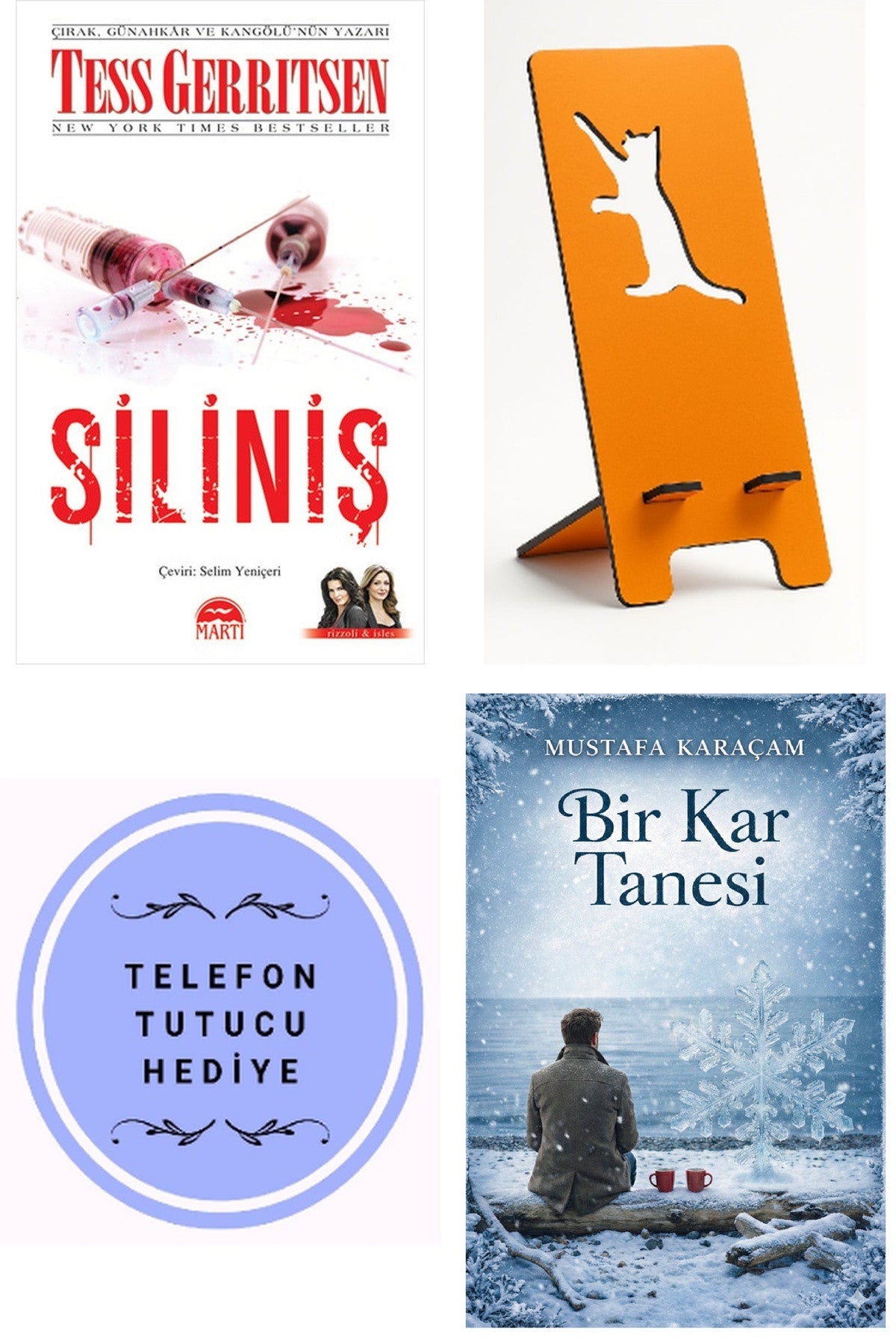 Siliniş - Tess Gerritsen + Telefon Tutucu + Bir Kar Tanesi kitap kapağı