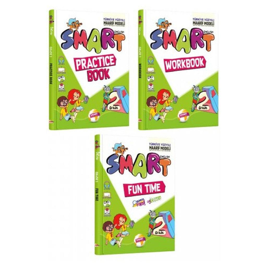 Smart English 2027 2. Sınıf Practice Book + Workbook + Fun Time Seti 3 Kitap Maarif Model kitap kapağı