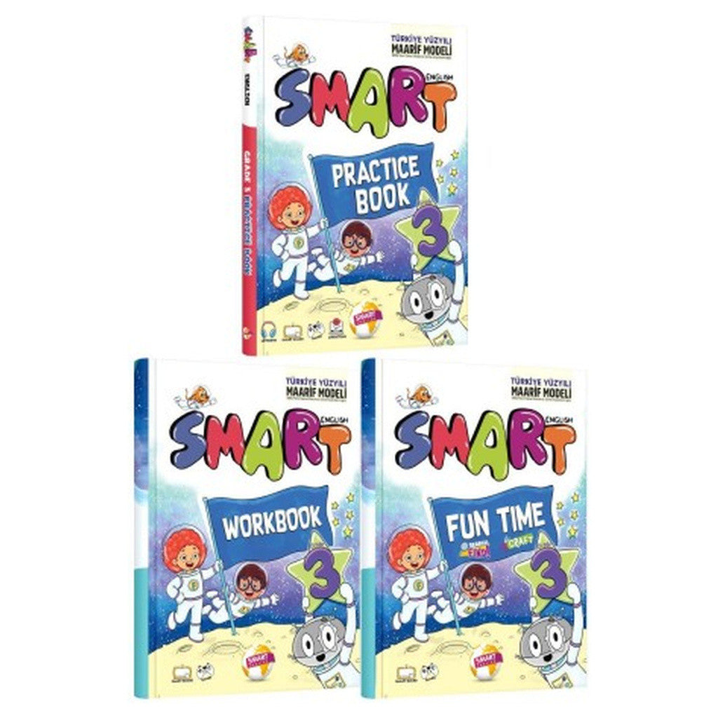 Smart English 2027 3. Sınıf Practice Book + Workbook + Fun Time Seti 3 Kitap Maarif Model kitap kapağı