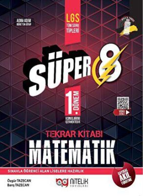 Süper 8 1. Dönem Matematik Tekrar Kitabı Nitelik Yayınları - Barış Tezcan kitap kapağı