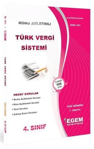 4. Sınıf 7. Yarıyıl Türk Vergi Sistemi Hedef Sorular (Kod 451)