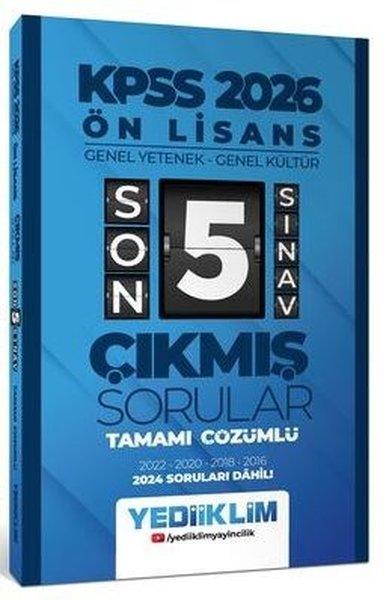 2026 Ön Lisans Genel Yetenek - Genel Kültür Tamamı Çözümlü Son 5 Sınav Çıkmış Sorular 2024 Sorular | Yediiklim Yayınları (İnce Kapak) - Resim 1