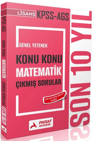 KPSS AGS Genel Yetenek Konu Konu Matematik Çıkmış Sorular Son 10 Yıl
