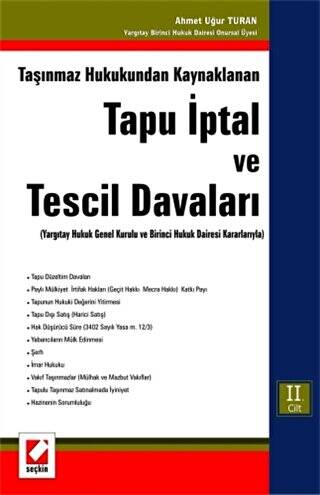 Tapu İptal ve Tescil Davaları - Ahmet Uğur Turan kitap kapağı