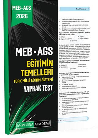 2026 MEB AGS Eğitimin Temelleri Türk Milli Eğitim Sistemi Yaprak Test | Pegem Akademi Yayıncılık (Ciltsiz) - Resim 1