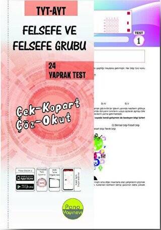 Pano Yayınevi TYT AYT Felsefe ve Felsefe Grubu Yaprak Testleri Çek Kopart - Kolektif kitap kapağı
