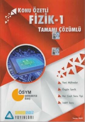 Sıradışı Analiz Yayınları Konu Özetli Fizik - 1 Tamamı Çözümlü Soru Bankası - Tuncay Yıldız kitap kapağı