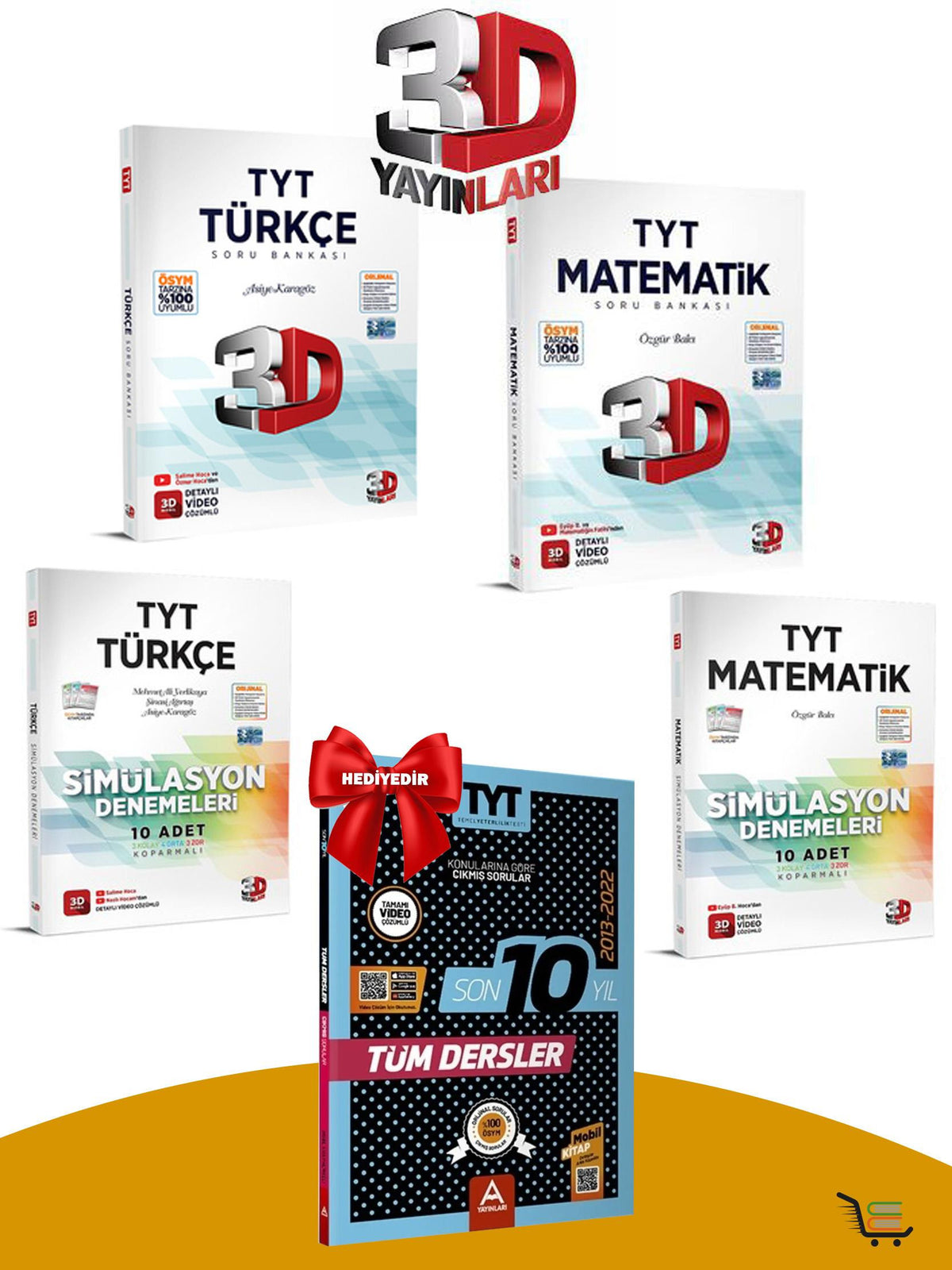 3D TYT Türkçe-Matematik Soru Bankası-Deneme Seti Çıkmış Sorular Hediyeli! kitap kapağı