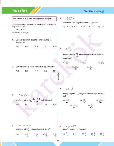 Türev Sıfır | Karekök Eğitim Yayın (İnce Kapak) - Resim 6