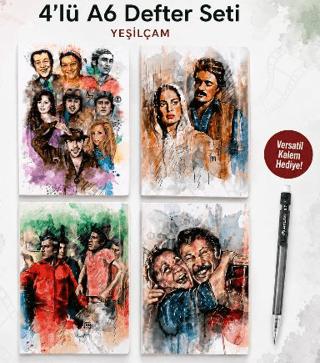 Yeşilçam 4'lü A6 Defter Seti - Atlas Versatil Kalem 07 mm Hediyeli | Note The Time - Resim 1