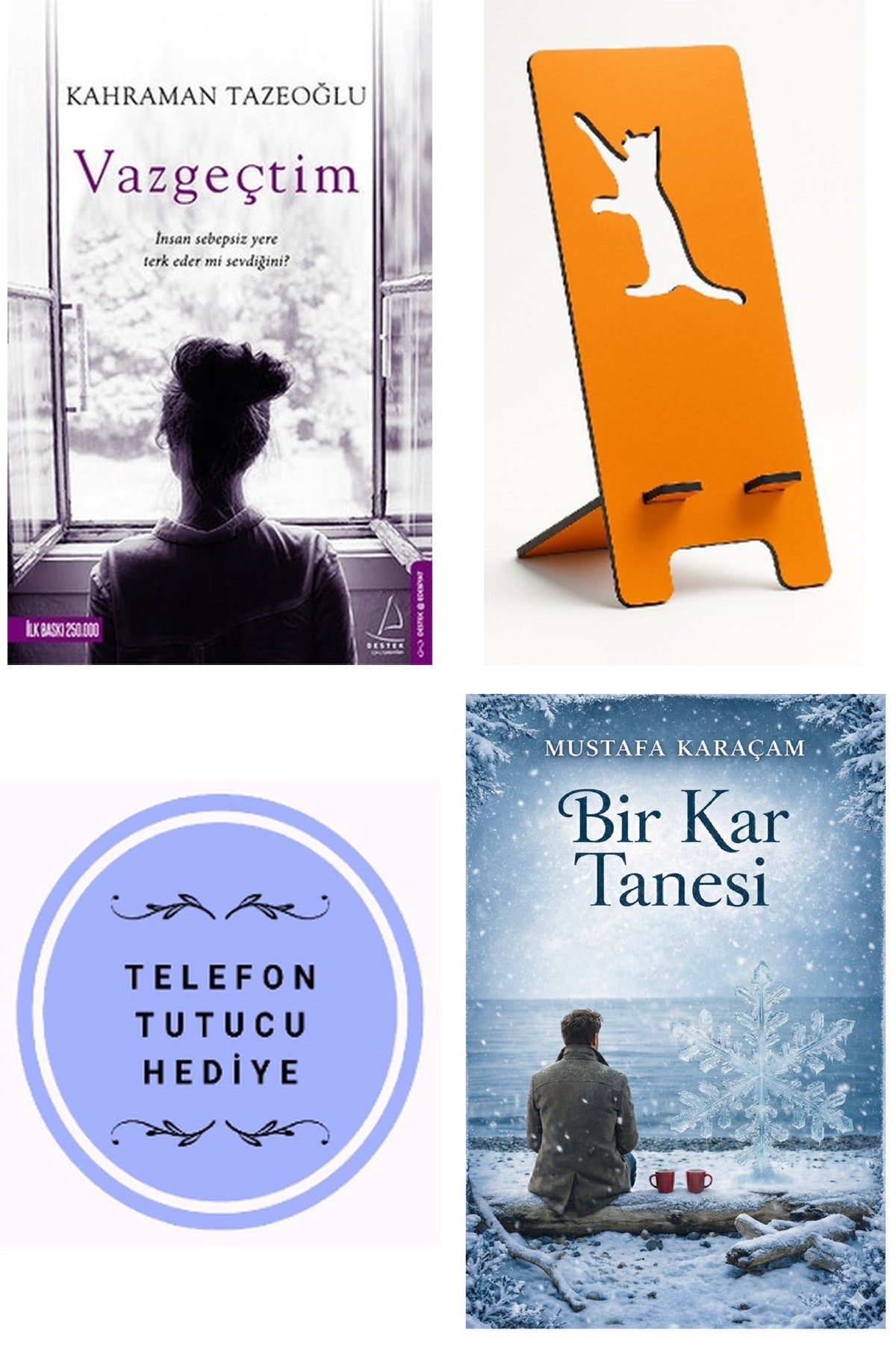 Vazgeçtim - Kahraman Tazeoğlu + Telefon Tutucu + Bir Kar Tanesi kitap kapağı