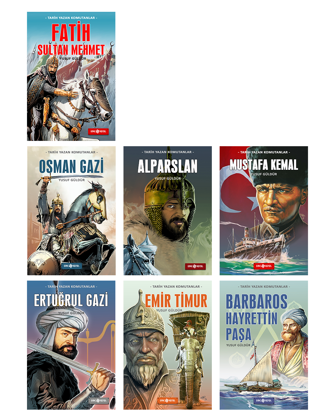 Tarih Yazan Komutanlarımız Seti (7 Kitap) - Yusuf Güldür kitap kapağı