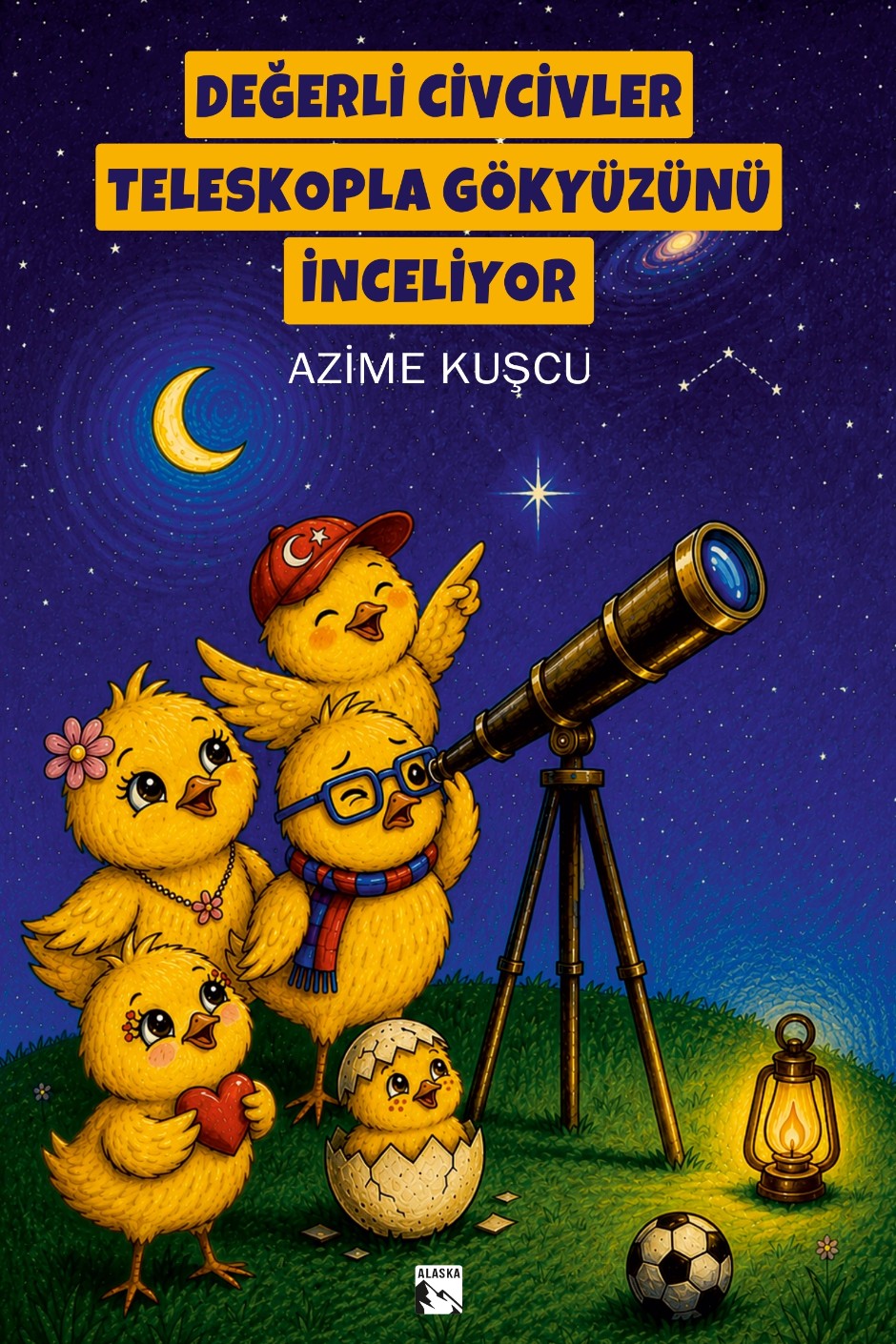 Değerli Civcivler Teleskopla Gökyüzünü İnceliyor - Azime Kuşcu kitap kapağı