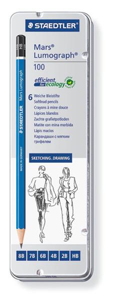 Staedtler Mars 6'lı Metal Kutu Kurşun Kalem Seti