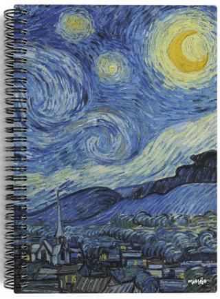 Vincent van Gogh - The Starry Night, 1889 / Spiralli Defter 02 - Çizgisiz - 100 Sayfa | Miosho - Resim 1