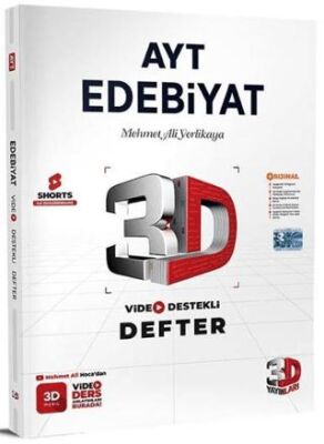 3D Yayınları 2026 Ayt Edebiyat Video Destekli Defter - Mehmet Ali Yerlikaya kitap kapağı