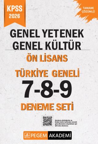 2026 KPSS Genel Yetenek Genel Kültür Lise-Ön Lisans Tamamı Çözümlü Türkiye Geneli 7-8-9 (3'lü Deneme Seti) | Pegem Akademi Yayıncılık (Ciltsiz) - Resim 1