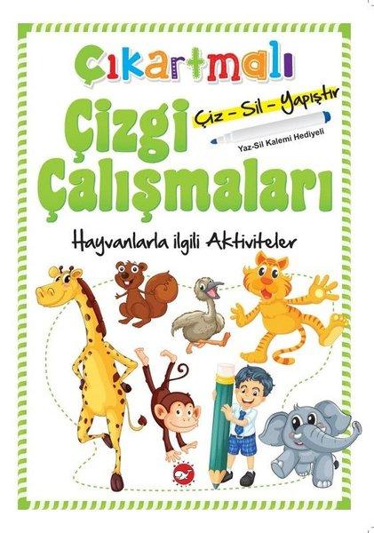 Çıkartmalı Çizgi Çalışmaları-Hayvanlarla ilgili Aktiviteler | Beyaz Balina Yayınları (İnce Kapak) - Resim 1