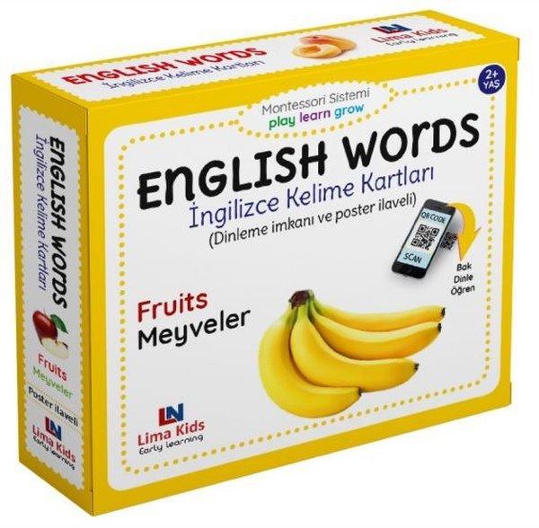 Fruits-Meyveler - English Words - İngilizce Kelime Kartları | Lima Kids (İnce Kapak) - Resim 1