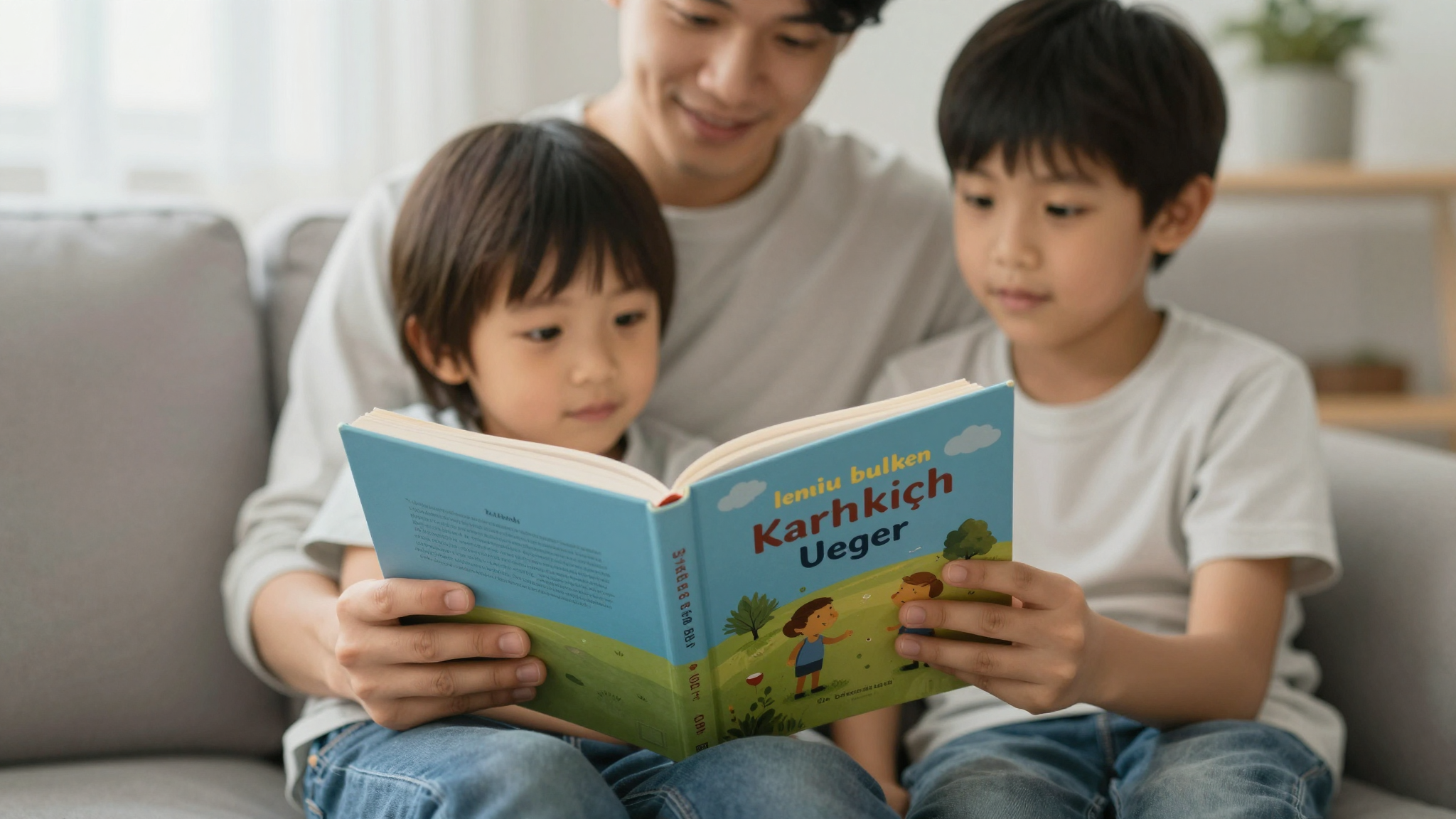 Ebeveyn çocuğa Türkçe kitap okuyor