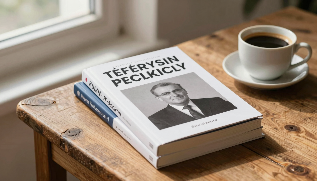 Ahsap bir masada Turkce psikoloji kitaplari ve kahve fincani, editoryal fotograf