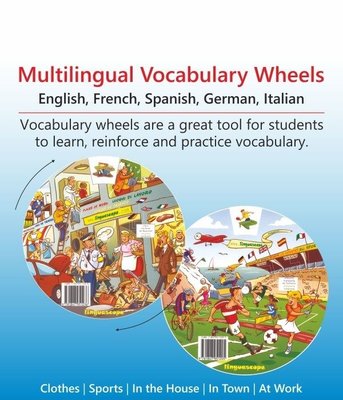 Kelime Çarkları Seti - 5 Dilde Temel Kelimeler (İngilizce, Almanca, İspanyolca, Fransızca, İtalyanca) Multilingual Vocabulary Wheels | Nüans (İnce Kapak)