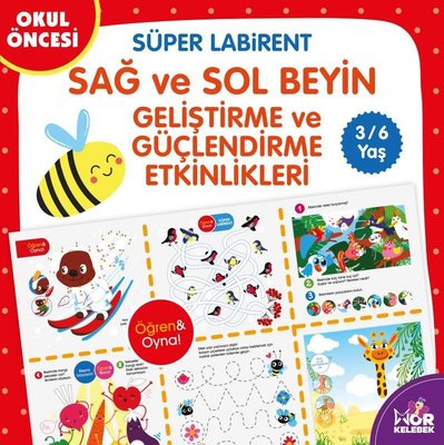 Okul Öncesi Süper Labirent 3 - 6 Yaş Mor Kelebek: Sağ ve Sol Beyin Geliştirme ve Güçlendirme Etkinlikl | Halk Kitabevi