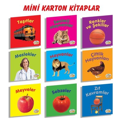 Mini Karton Kitaplar Seti - 9 Kitap Takım | 0-6 Yaş Yayınları (İnce Kapak)