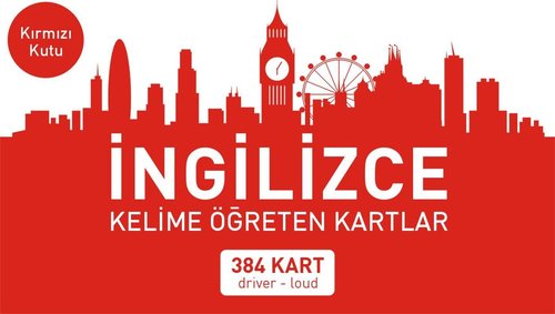 İngilizce Kelime Öğreten Kartlar - Kırmızı Kart - 384 Kart | Mavi Kelebek