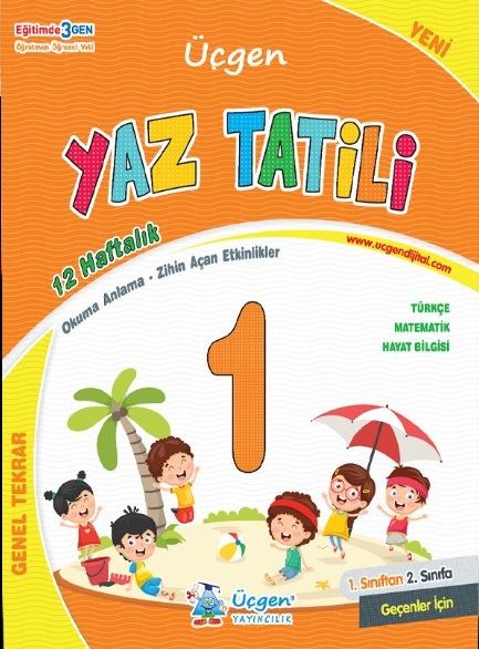 Üçgen Yayınları 1. Sınıf Yaz Tatili 12 Haftalık Tekrar + Deneme - Kolektif kitap kapağı