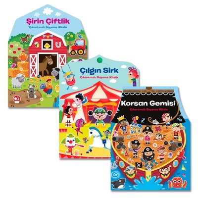 Çıkartmalı Boyama Seti - 3 Kitap Takım | Doğan Çocuk (İnce Kapak)