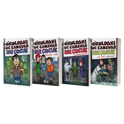 Okuldaki Üç Canavar Bir Çocuk Serisi Seti - 4 Kitap Takım | Parola Çocuk (İnce Kapak)