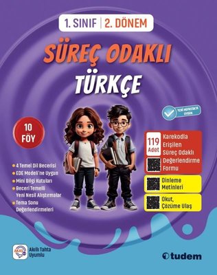 1. Sınıf 2. Dönem Süreç Odaklı - Türkçe | Tudem Yayınları - Ders Kitapları (İnce Kapak)