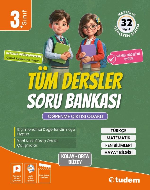 3. Sınıf Tüm Dersler Soru Bankası Tudem Yayınları kitap kapağı
