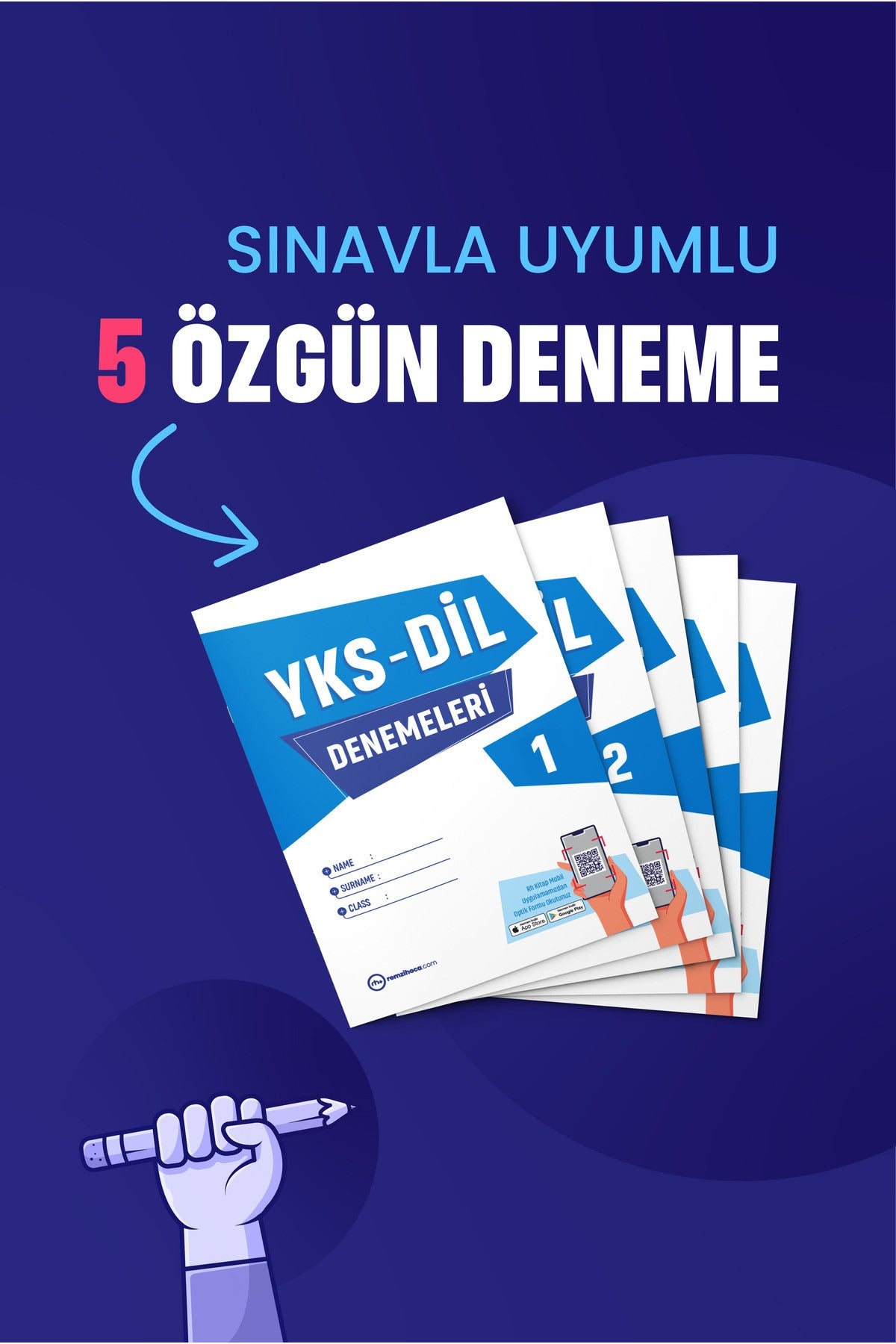 YKS - Dil Denemeleri - Set 1 5 Deneme | Remzi Hoca Yayınları (İnce Kapak)