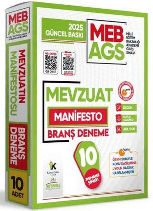 2025 MEB AGS Mevzuat Manifesto Branş Deneme Paketi 10lu Özgün Dijital Çözümlü | Karakutu Yayın (Ciltsiz)