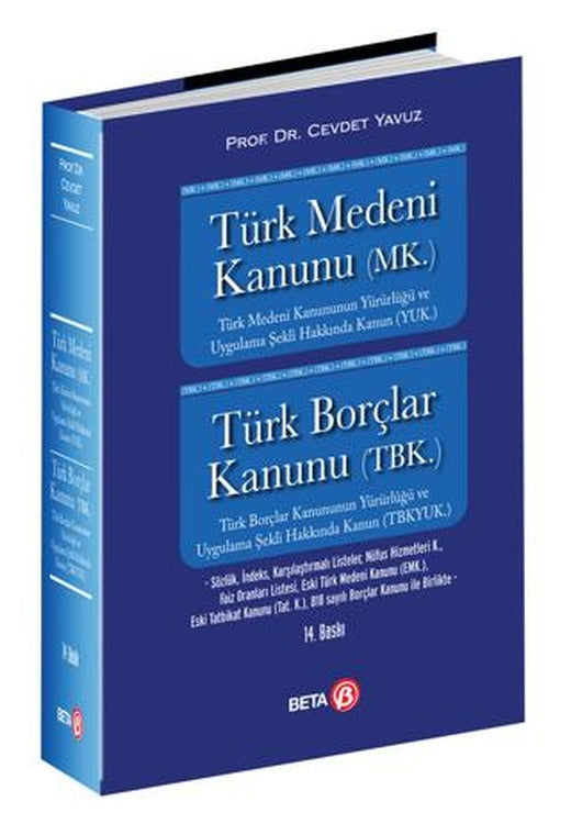 Türk Medeni Kanunu (MK.) Türk Borçlar Kanunu (TBK.) | Beta Yayınevi (Ciltli)
