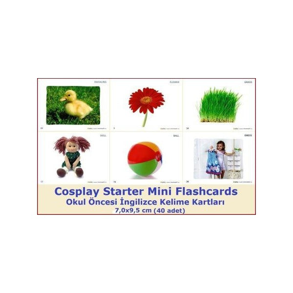 Cosplay Starter Mini Flashcards - Okul Öncesi İngilizce Mini Kelime Kartları (40 Adet)