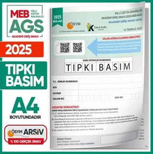 2025 MEB AGS Tıpkı Basım Çıkmış Soru ÖSYM Kitapçığı Tam Hali Video/PDF Çözümlü Türkiye Geneli