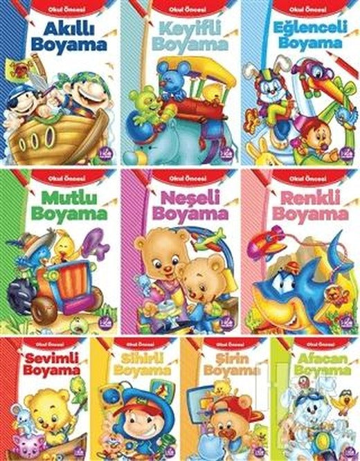 Çocuklar İçin Eğlenceli Boyama Kitabı Serisi - 10 Kitap Takım | Mor Kelebek (Ciltsiz)