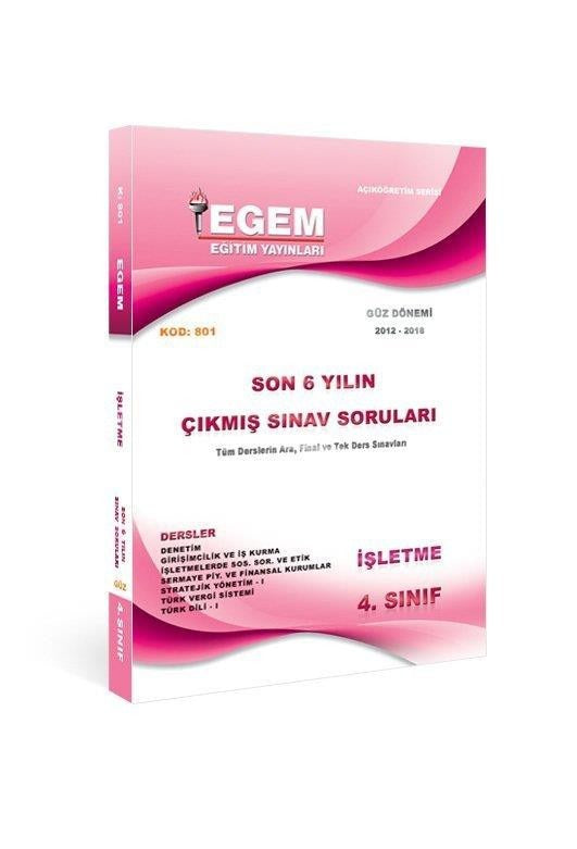 4. Sınıf İşletme Çıkmış Sınav Soruları Güz Dönemi (801)