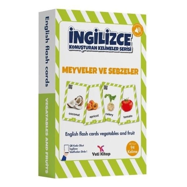 Meyveler ve Sebzeler - İngilizce Konuşturan Kelime Kartları | Yeti Kitap (İnce Kapak)