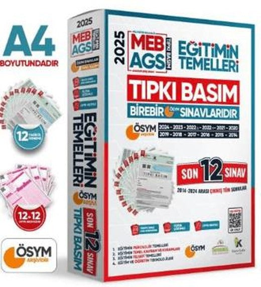 2025 MEB AGS Uyumlu KPSS Eğitim Bilimleri ÖSYM Çıkmış Soru Tıpkı Basım 12li Deneme Paketi Çözümlü