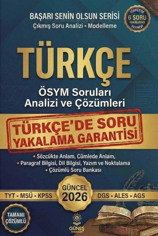 Türkçe ÖSYM Soruları Analizi ve Çözümleri 2026 Güncel | Güneş Kitabevleri (İnce Kapak)
