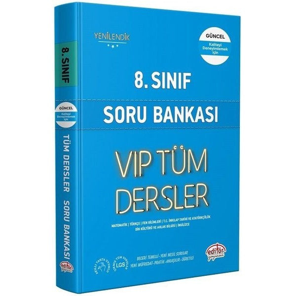 8.Sınıf VIP Tüm Dersler Soru Bankası - Mavi Kitap | Editör (İnce Kapak)
