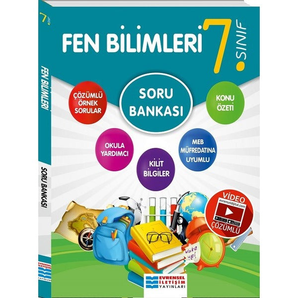 7.Sınıf Fen Bilimleri Soru Bankası Video Çözümlü | Evrensel İletişim Yayınları (İnce Kapak)
