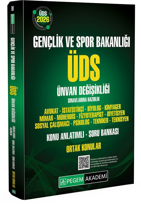 2026 ÜDS Gençlik ve Spor Bakanlığı Ünvan Değişikliği Sınavlarına Hazırlık Konu Anlatımlı Soru Bankası Ortak Konular | Pegem Akademi Yayıncılık (Ciltsiz)