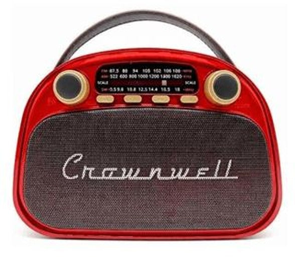 Crownwell Taşınabilir Bluetooth Retro Radyo Arizona Serisi (Metalik Kırmızı) | Crownwell