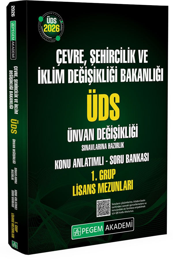 2026 ÜDS Çevre Şehircilik ve İklim Değişikliği Bakanlığı ÜDS Ünvan Değişikliği Sınavlarına Hazırlık Konu Anlatımlı Soru Bankası 1. Grup Lisans Mezunları | Pegem Akademi Yayıncılık (Ciltsiz)