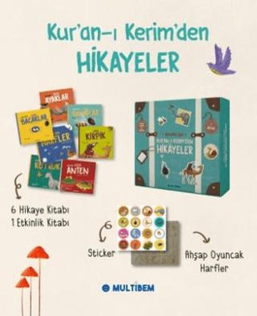 Kuran-ı Kerim'den Hikayeler Seti - 7 Kitap Ahşap Oyuncak Ve Sticker - Kutulu Özel Set